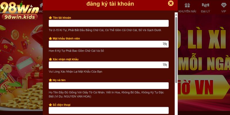Một số trường hợp không thể đăng ký thành viên tại nhà cái