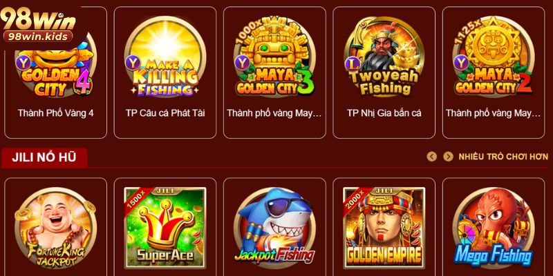 Các trò chơi trên app 98Win
